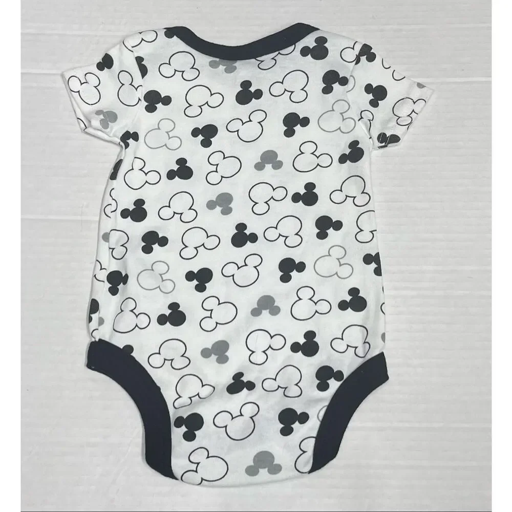 Disney Baby Black And White Mickey Heads Bodysuit   Boys Size 3/6 Months